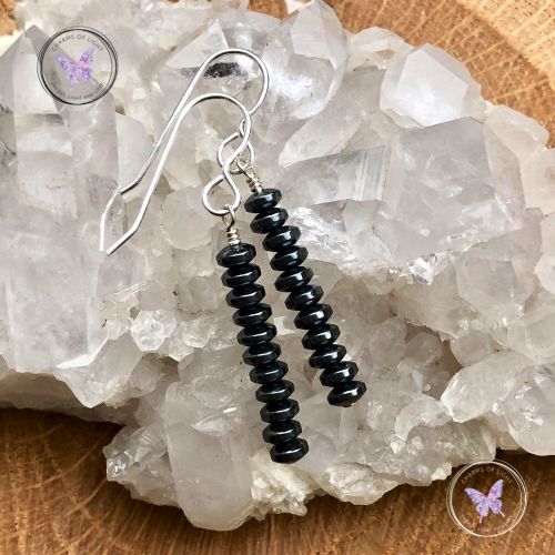 Hematite Discs Drop Earrings